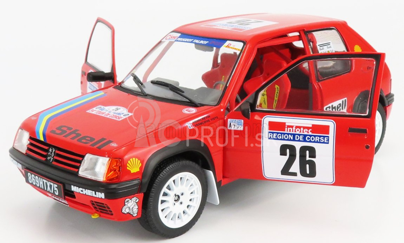 Solido Peugeot 205 Rallye N 26 Rally Tour De Corse 1990 H.devin - F.viste 1:18 Červená čierna