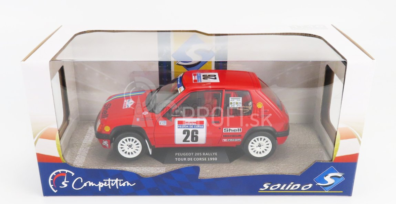 Solido Peugeot 205 Rallye N 26 Rally Tour De Corse 1990 H.devin - F.viste 1:18 Červená čierna