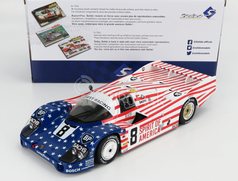 Solido Porsche 956 2.6l Turbo Team Joest Racing N 8 3. 24h Le Mans 1986 G.follmer - J.morton - K.miller 1:18 Biela červená modrá