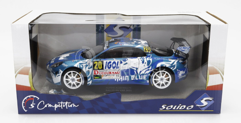 Solido Renault A110 Alpine (nočná verzia) N 20 Rally Du Var 2021 F.delecour - J.r.guigonnet 1:18 Bielo modrá