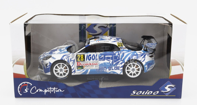 Solido Renault A110 Alpine (nočná verzia) N 28 Rally Du Var 2021 P.delecour - S.de Castelli 1:18 Biela Modrá