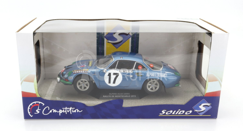 Solido Renault Alpine A110 1600s (nočná verzia) N 17 Rally Montecarlo 1972 B.darniche - A.mahe 1:18 Blue Met