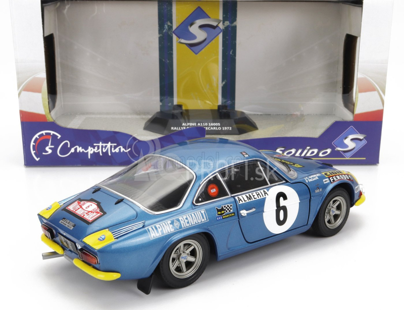 Solido Renault Alpine A110 1600s (nočná verzia) N 6 Rally Montecarlo 1972 J.candruet - P.pagani 1:18 Blue Met