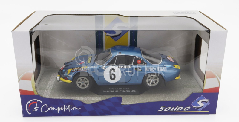 Solido Renault Alpine A110 1600s (nočná verzia) N 6 Rally Montecarlo 1972 J.candruet - P.pagani 1:18 Blue Met