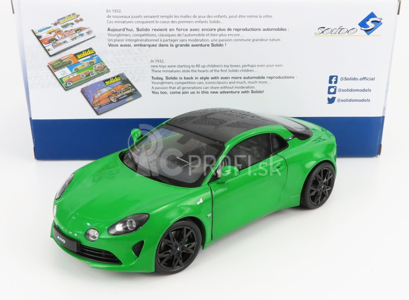 Solido Renault Alpine A110 Pure Coupe 2021 - Čierne disky 1:18 Green Met