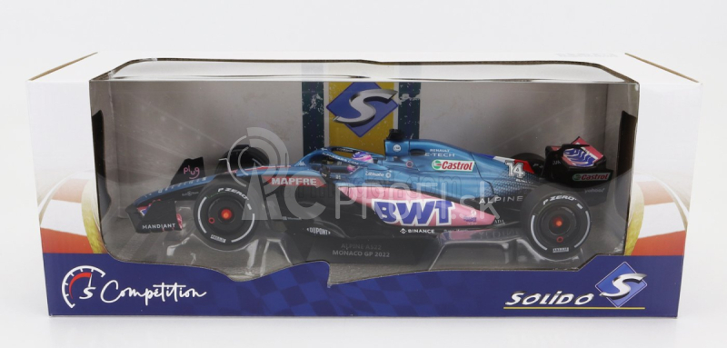 Solido Renault F1 A522 Team Alpine Bwt N 14 Monaco Gp 2022 Fernando Alonso 1:18 Modrá Ružová