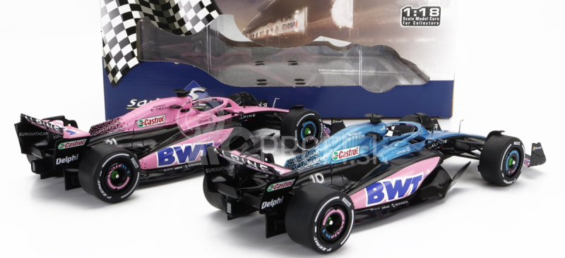 Solido Renault Set 2x F1 A523 Team Bwt Alpine Press Launch Livery N 10 Pierre Gasly - N 31 Esteban Ocon 2023 1:18 Modrá čierna ružová