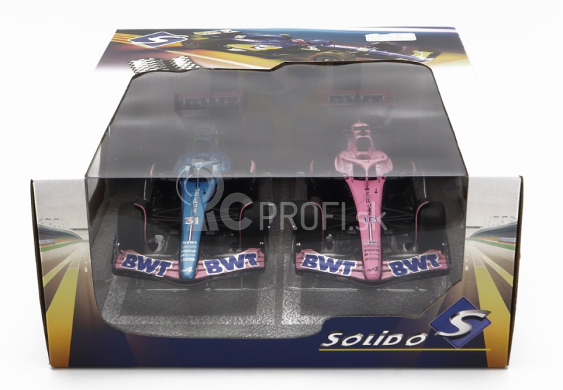 Solido Renault Set 2x F1 A523 Team Bwt Alpine Press Launch Livery N 10 Pierre Gasly - N 31 Esteban Ocon 2023 1:18 Modrá čierna ružová