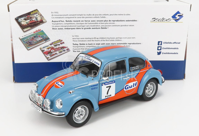 Solido Volkswagen Beetle 1303 Team Gulf N 7 Rally Colds Balls 2019 1:18 Light Blue Orange