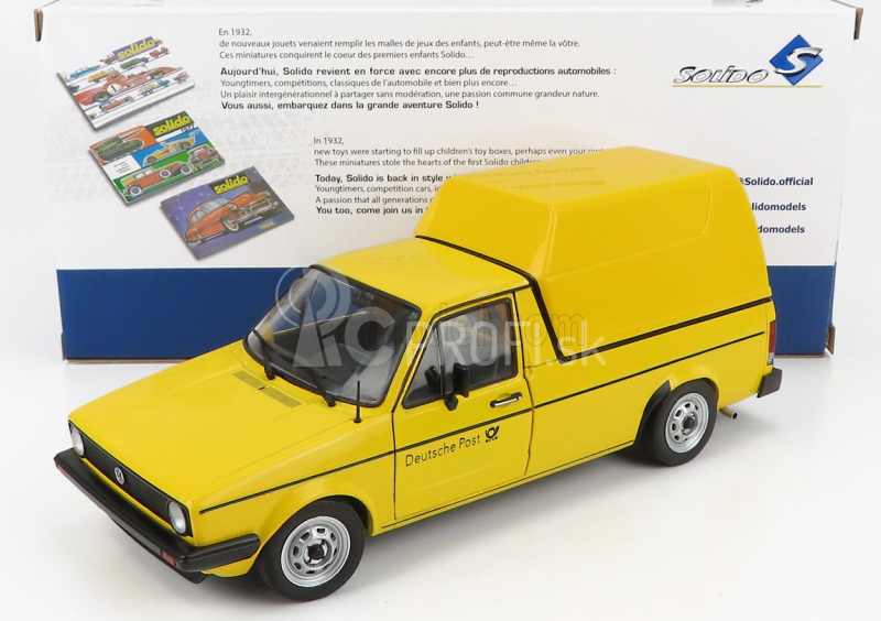 Solido Volkswagen Caddy Pick-up Mki Closed Van Poste 1982 1:18 Žltá