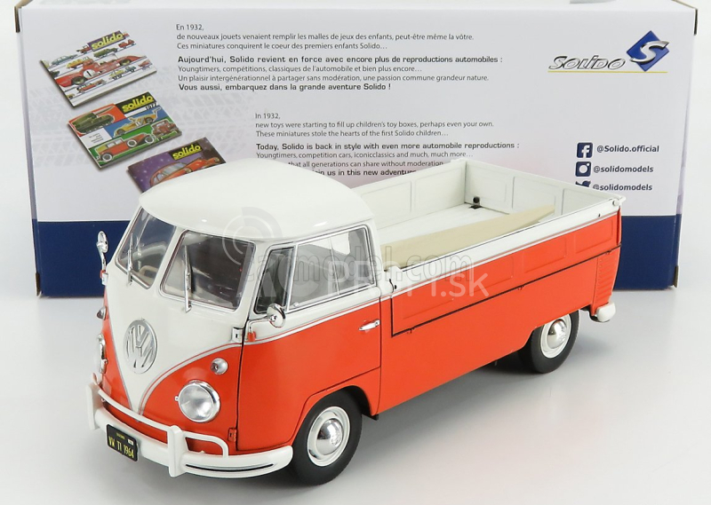 Solido Volkswagen T1 Pick-up otvorený 1950 1:18 oranžová biela