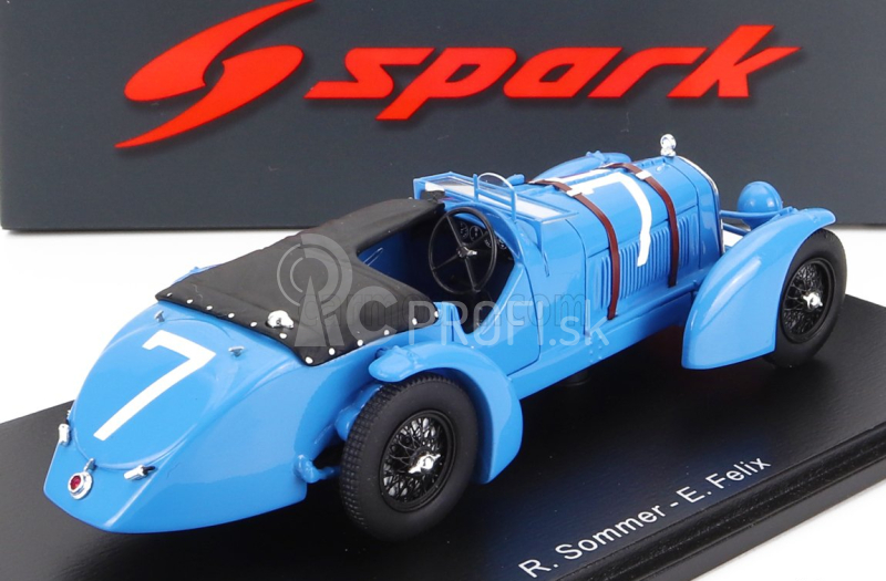 Spark-model Alfa romeo 8c 2.4l S8 Spider Team R.sommer N 7 24h Le Mans 1934 R.sommer - E.felix 1:43 Light Blue