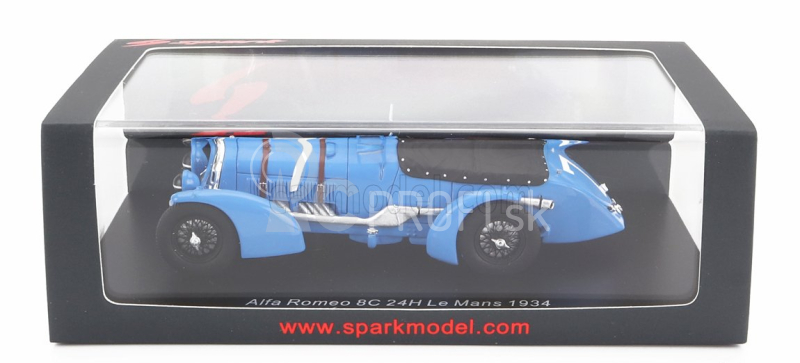 Spark-model Alfa romeo 8c 2.4l S8 Spider Team R.sommer N 7 24h Le Mans 1934 R.sommer - E.felix 1:43 Light Blue