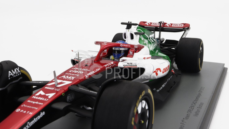 Spark model Alfa romeo F1 C42 Team Orlen Racing N 77 Azerbaijan Gp 2022 Valtteri Bottas - Con Vetrina - With Showcase - Special Box 1:18 Biela červená zelená