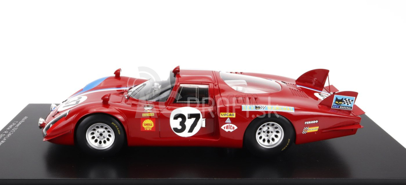 Spark-model Alfa romeo T33/2 1996cc V8 Team Vds Racing N 37 24h Le Mans 1968 T.pilette - R.slotemaker - Con Vetrina - S vitrínou 1:18 Red