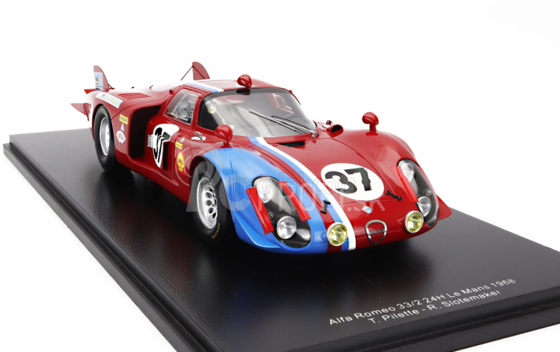 Spark-model Alfa romeo T33/2 1996cc V8 Team Vds Racing N 37 24h Le Mans 1968 T.pilette - R.slotemaker - Con Vetrina - S vitrínou 1:18 Red