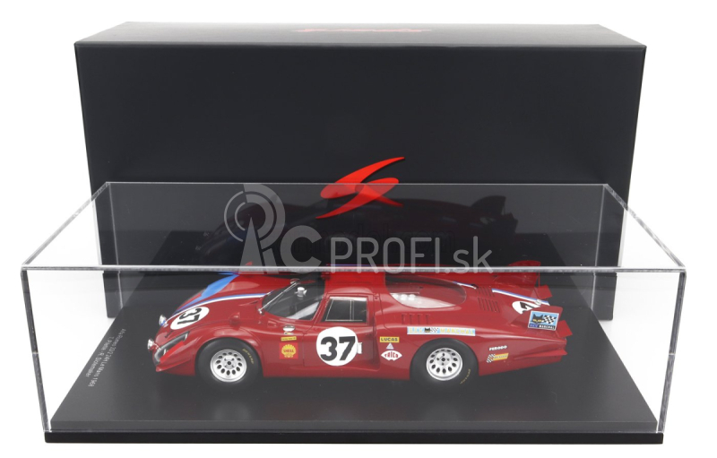 Spark-model Alfa romeo T33/2 1996cc V8 Team Vds Racing N 37 24h Le Mans 1968 T.pilette - R.slotemaker - Con Vetrina - S vitrínou 1:18 Red