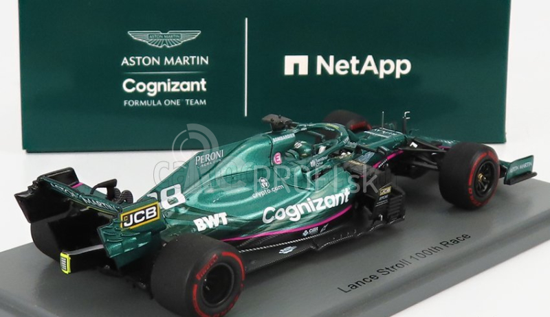 Spark-model Aston martin F1 Amr21 Mercedes M12 Eq Power+ Team Cognizant Formula One N 18 Abu Dhabi GP 2021 Lance Stroll - 100. GP 1:43 Green