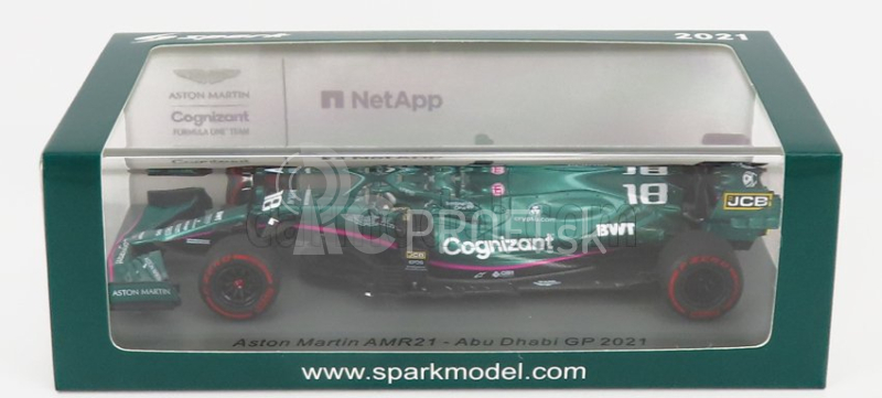 Spark-model Aston martin F1 Amr21 Mercedes M12 Eq Power+ Team Cognizant Formula One N 18 Abu Dhabi GP 2021 Lance Stroll - 100. GP 1:43 Green