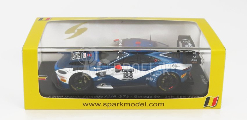 Spark-model Aston martin Vantage Amr Gt3 Team Garge 59 N 188 24h Spa 2021 A.west - C.goodwin - C.eastwood - M.kirchhofer 1:43 2 Tones Blue White