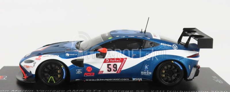 Spark-model Aston martin Vantage Gt4 Team Amr N 59 24h Nurburgring 2020 A.west - C.goodwin - D.turner - J.adam 1:43 Blue White Black