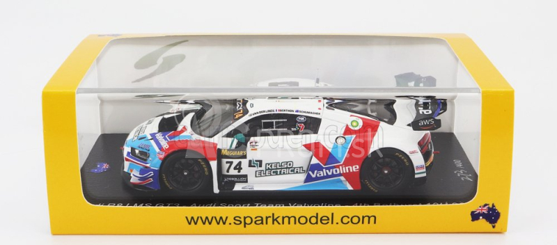 Spark model Audi R8 Lms Gt3 Team Audi Sport Team Valvoline N 74 4. 12h Bathurst 2022 K.van Der Linde - N.berthon - B.schumacher 1:43 Biela Modrá Červená