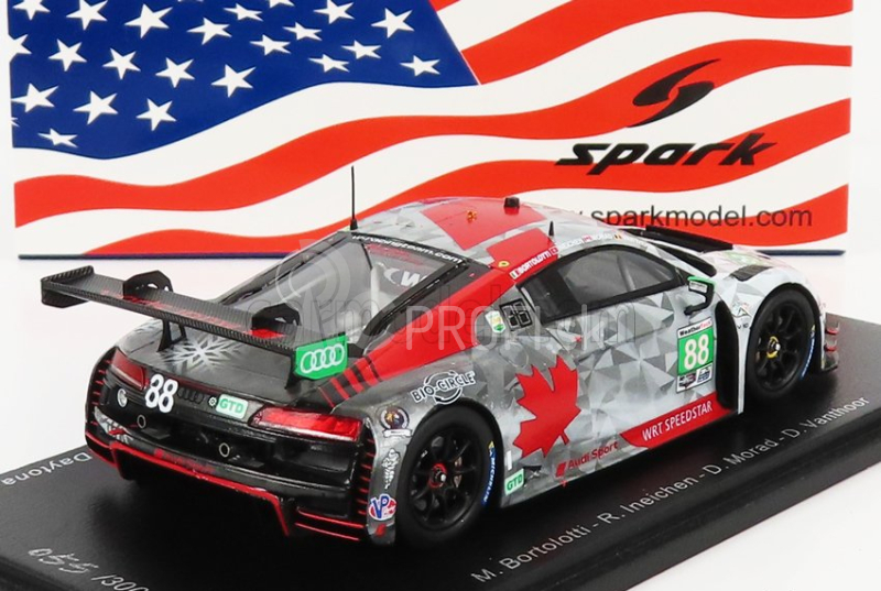 Spark model Audi R8 Lms Gt3 Team Wrt Speedstar Audi Sport N 88 3rd Gtd Class 24h Daytona 2020 M.bortolotti - R.ineichen - D.morad - D.vanthoor 1:43 White Grey Red