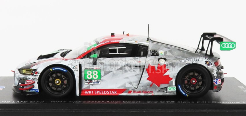 Spark model Audi R8 Lms Gt3 Team Wrt Speedstar Audi Sport N 88 3rd Gtd Class 24h Daytona 2020 M.bortolotti - R.ineichen - D.morad - D.vanthoor 1:43 White Grey Red