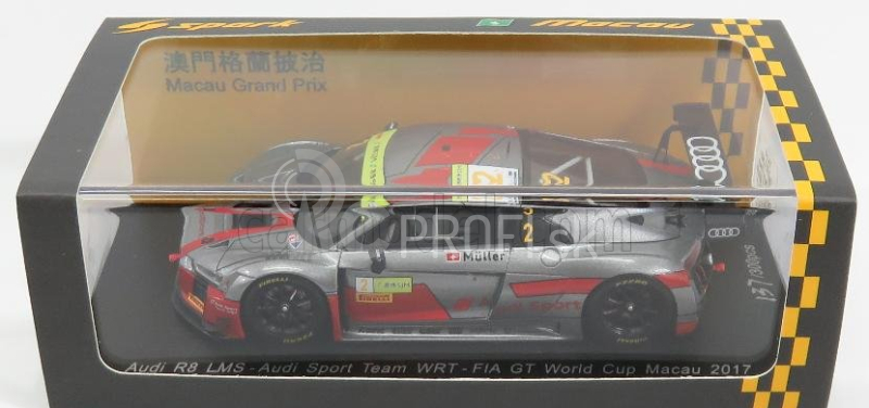 Spark model Audi R8 Lms Team Audi Sport Wrt N 2 Fia World Gt Cup Macau 2017 N.muller 1:43 Matt Grey Red