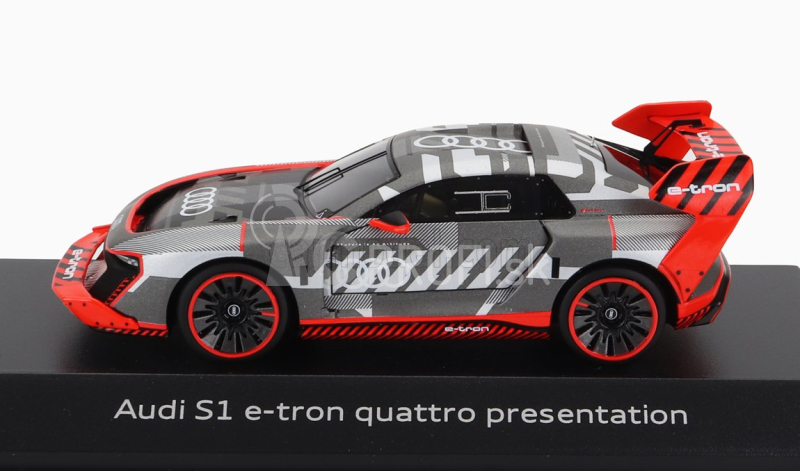 Spark model Audi S1 E-tron Quattro N 0 Prezentácia 2023 1:43 Strieborná červená čierna