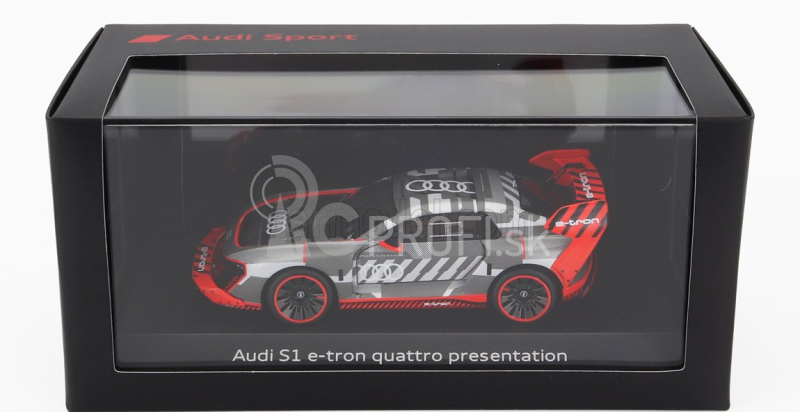 Spark model Audi S1 E-tron Quattro N 0 Prezentácia 2023 1:43 Strieborná červená čierna