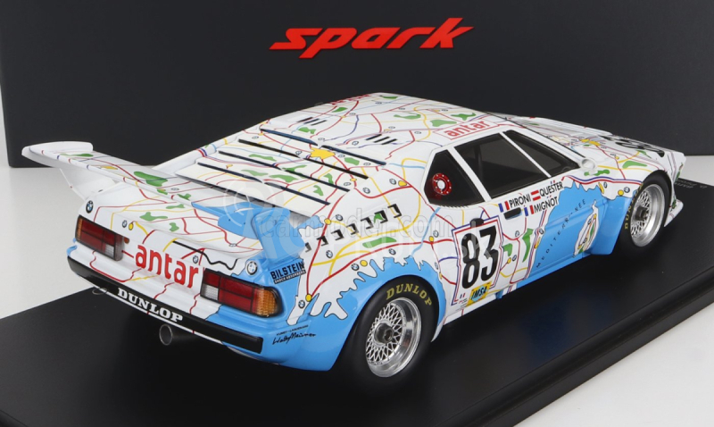 Spark-model BMW M1 M88 3.5l Team Bmw France N 83 24h Le Mans 1980 D.pironi - D.quester - M.mignot - Con Vetrina - S vitrínou - Špeciálna krabica 1:18 biela svetlo modrá