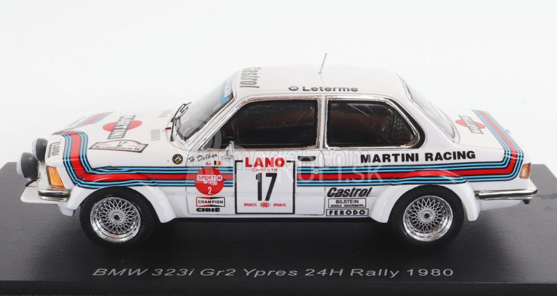 Spark-model BMW radu 3 323i Martini N 17 24h Rally Ypres 1980 H.delbar - W.lux 1:43 Biela červená modrá