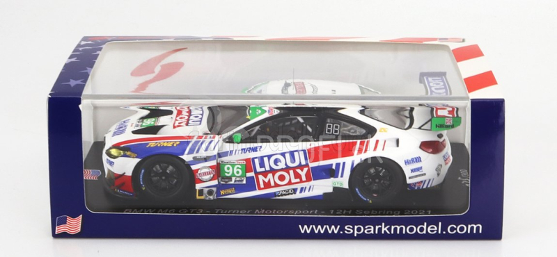 Spark-model BMW radu 6 M6 Gt3 Team Turner Motorsport N 96 12h Sebring 2021 B.auberlen - R.foley - A.read 1:43 Biela