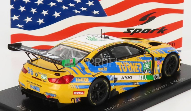 Spark-model BMW radu 6 M6 Gt3 Team Turner Motorsport N 96 24h Daytona 2017 M.martin - J.marks - J.klingmann - J.krohn 1:43 Žltá Modrá