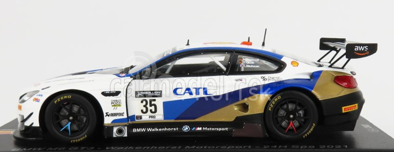 Spark-model BMW radu 6 M6 Gt3 Team Walkenhorst Motorsport N 35 24h Nurburgring 2021 T.glock - M.tomczyk - T.neubauer 1:43 Biela Modrá Zlatá