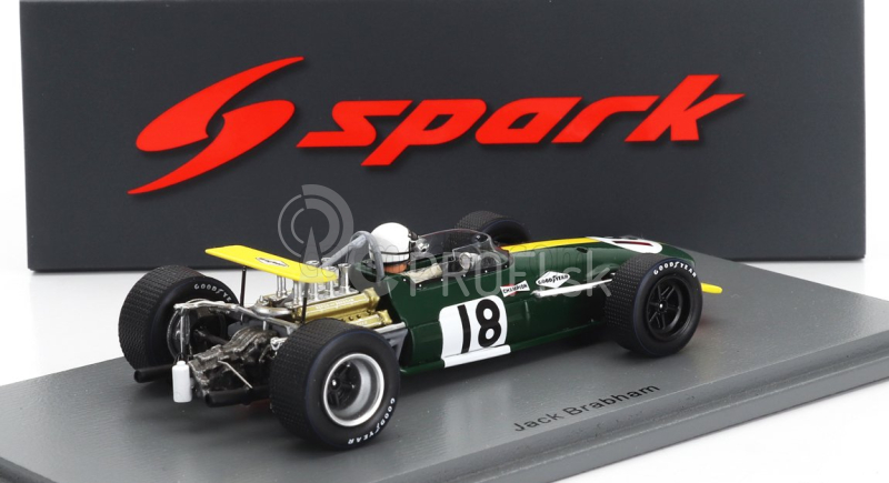 Spark-model Brabham F1 Bt26 N 18 Belgium Gp 1968 Jack Brabham 1:43 Zeleno-žltá