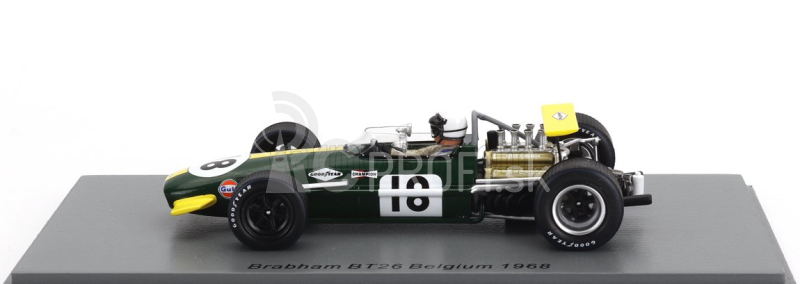 Spark-model Brabham F1 Bt26 N 18 Belgium Gp 1968 Jack Brabham 1:43 Zeleno-žltá