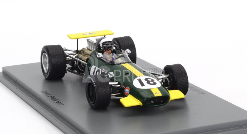 Spark-model Brabham F1 Bt26 N 18 Belgium Gp 1968 Jack Brabham 1:43 Zeleno-žltá