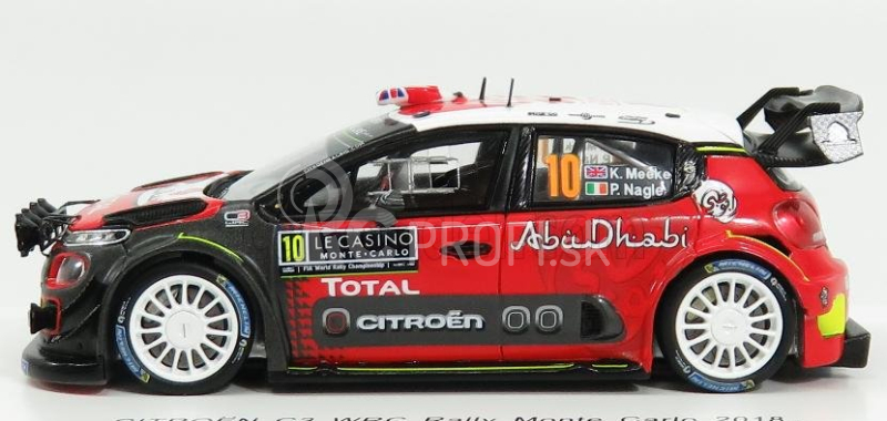 Spark-model Citroen C3 Wrc Team Citroen Total Abu Dhabi Wrt N 10 Rally Montecarlo 2018 K.meeke - P.nagle 1:43 Červená Biela