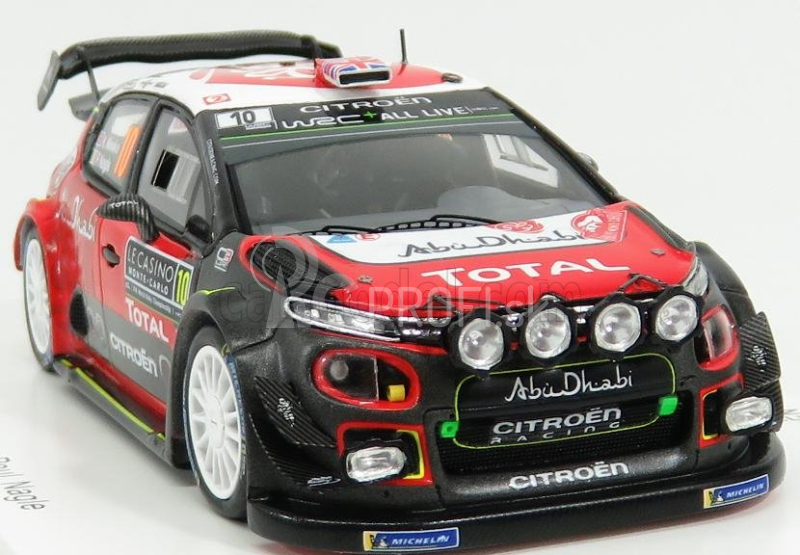 Spark-model Citroen C3 Wrc Team Citroen Total Abu Dhabi Wrt N 10 Rally Montecarlo 2018 K.meeke - P.nagle 1:43 Červená Biela