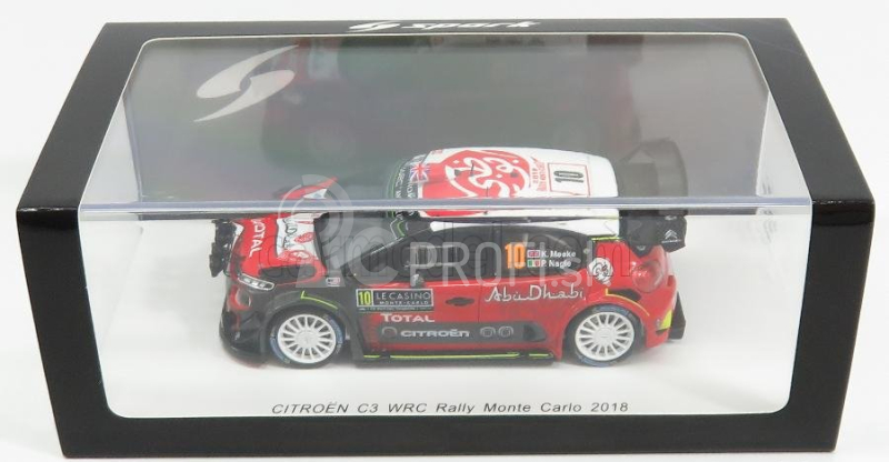 Spark-model Citroen C3 Wrc Team Citroen Total Abu Dhabi Wrt N 10 Rally Montecarlo 2018 K.meeke - P.nagle 1:43 Červená Biela