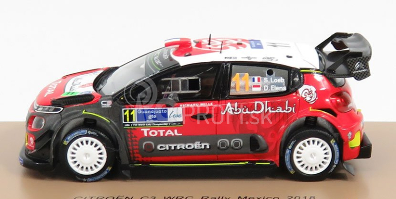 Spark-model Citroen C3 Wrc Team Citroen Total Abu Dhabi Wrt N 11 Rally Mexico 2018 S.loeb - D.elena 1:43 Červená čierna biela