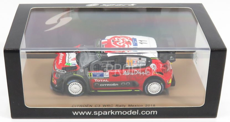 Spark-model Citroen C3 Wrc Team Citroen Total Abu Dhabi Wrt N 11 Rally Mexico 2018 S.loeb - D.elena 1:43 Červená čierna biela