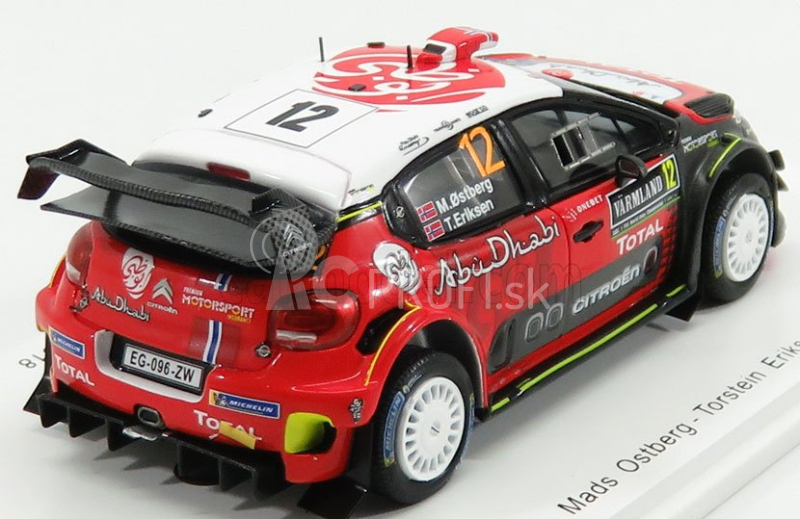 Spark-model Citroen C3 Wrc Team Citroen Total Abu Dhabi Wrt N 12 Rally Suede 2018 M.ostberg - T.erksen 1:43 Červená čierna biela