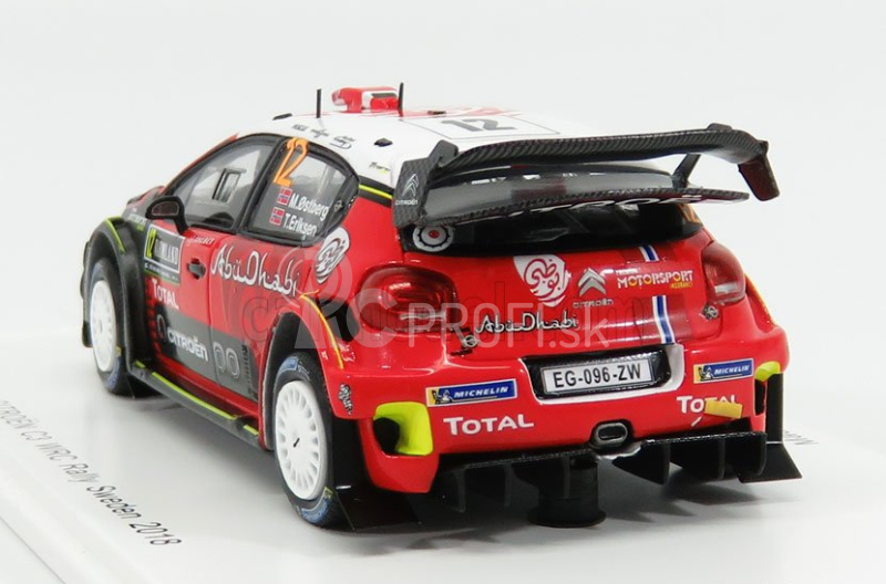 Spark-model Citroen C3 Wrc Team Citroen Total Abu Dhabi Wrt N 12 Rally Suede 2018 M.ostberg - T.erksen 1:43 Červená čierna biela