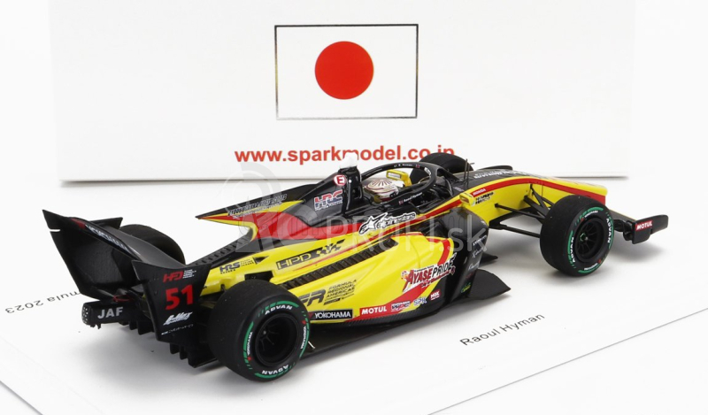 Spark-model Dallara Sf23 Honda M-tec Hr-417e Team B-max Racing N 51 Super Formula Season 2023 Raoul Hyman 1:43 Yellow Red Black