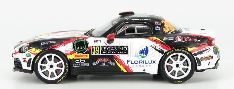 Spark-model Fiat 124 Abarth Rgt Team Lac Racing N 39 Rally Montecarlo 2020 L.caprasse - R.herman 1:43 čierna biela červená