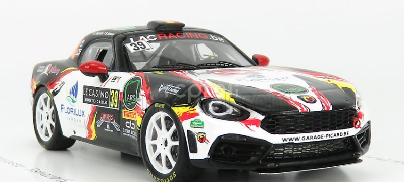 Spark-model Fiat 124 Abarth Rgt Team Lac Racing N 39 Rally Montecarlo 2020 L.caprasse - R.herman 1:43 čierna biela červená