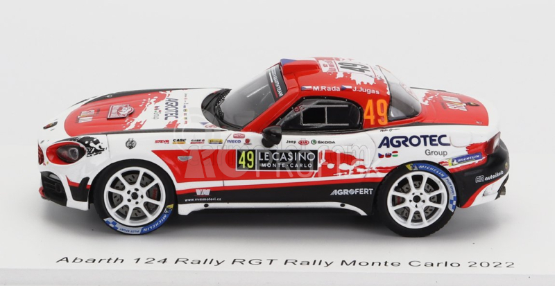 Spark-model Fiat 124 Rally Rgt N 49 Rally Montecarlo 2022 M.rada - J.jugas 1:43 Červená Biela Čierna